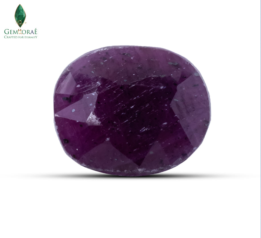 Front view of Ruby Gemstone showing a naturally rich red surface