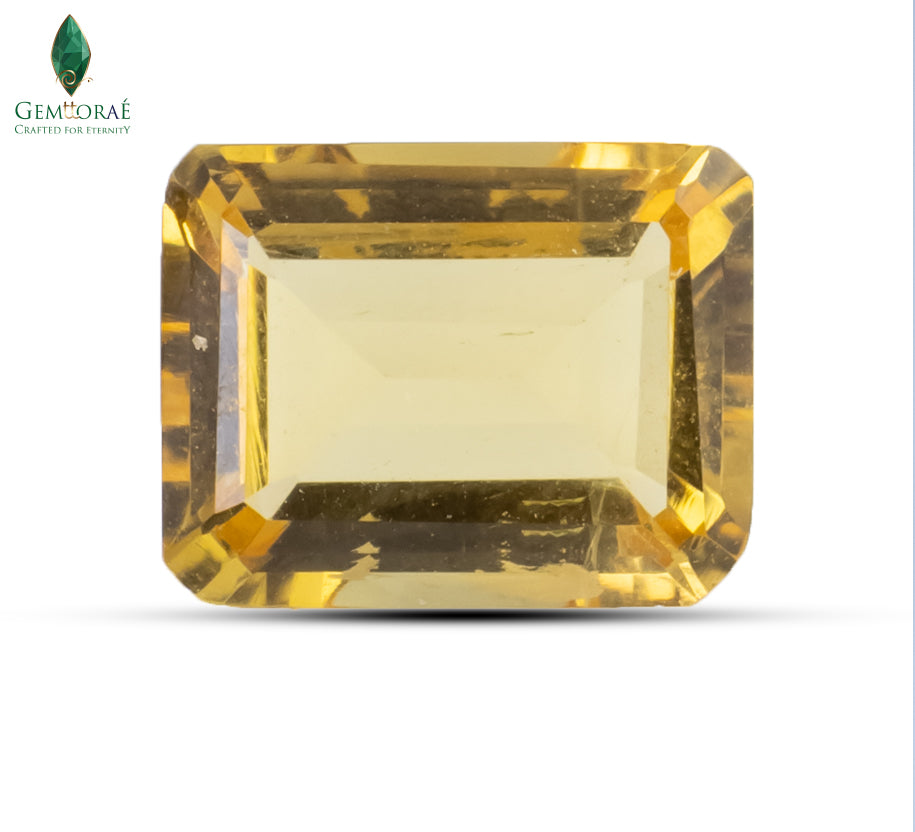 Front view of Natural Brazilian Citrine showing vibrant golden colour