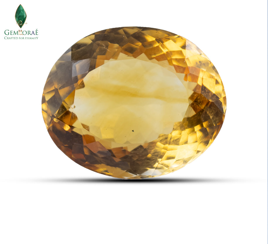 Front view of natural Brazilian Dark Citrine with rich amber colour