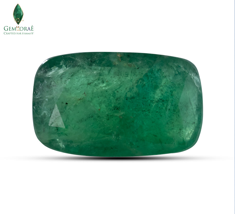 Natural emerald stone in an emrrald cut