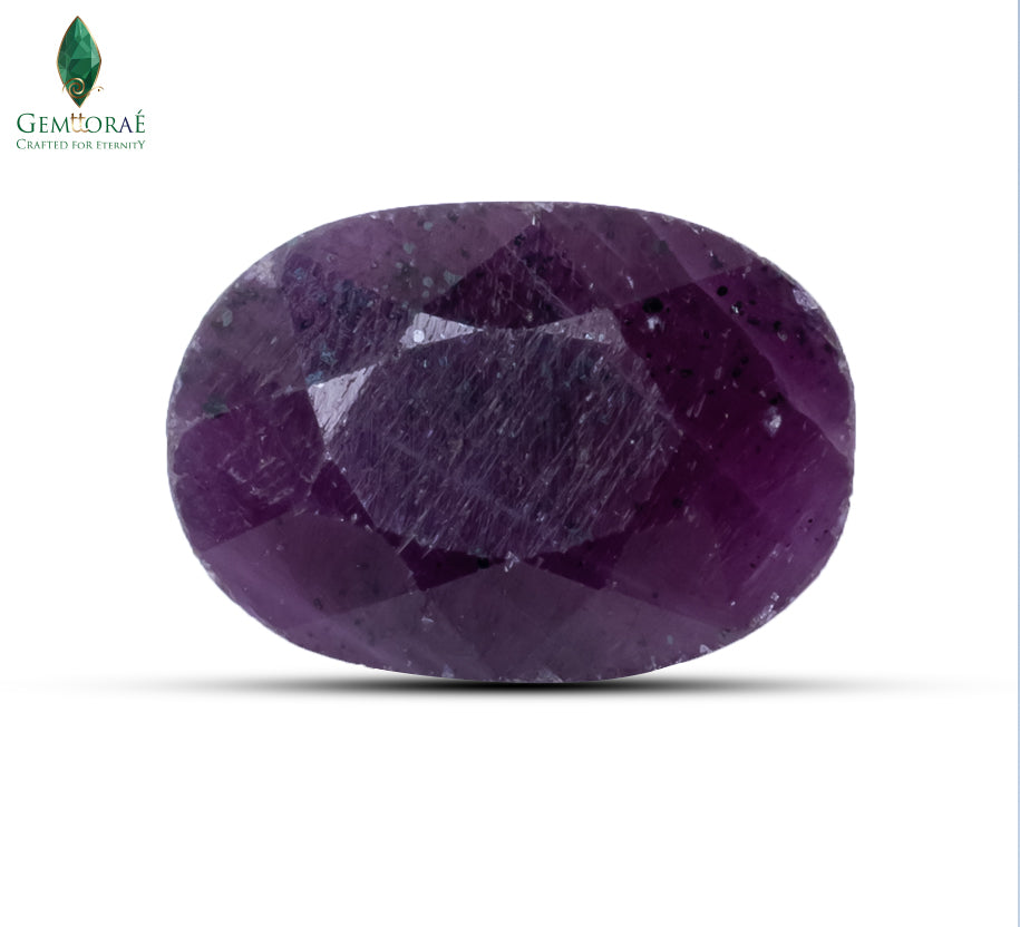Front view of Ruby Stone featuring a naturally deep red colour