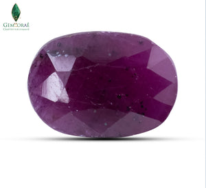Front view of Natural Mysore Ruby Stone with vivid red polished facets