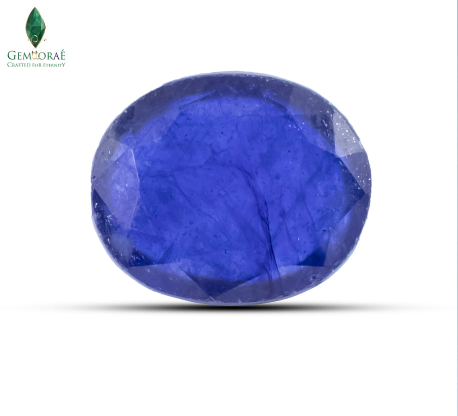 Front view of Natural Neelam Ratna with deep blue