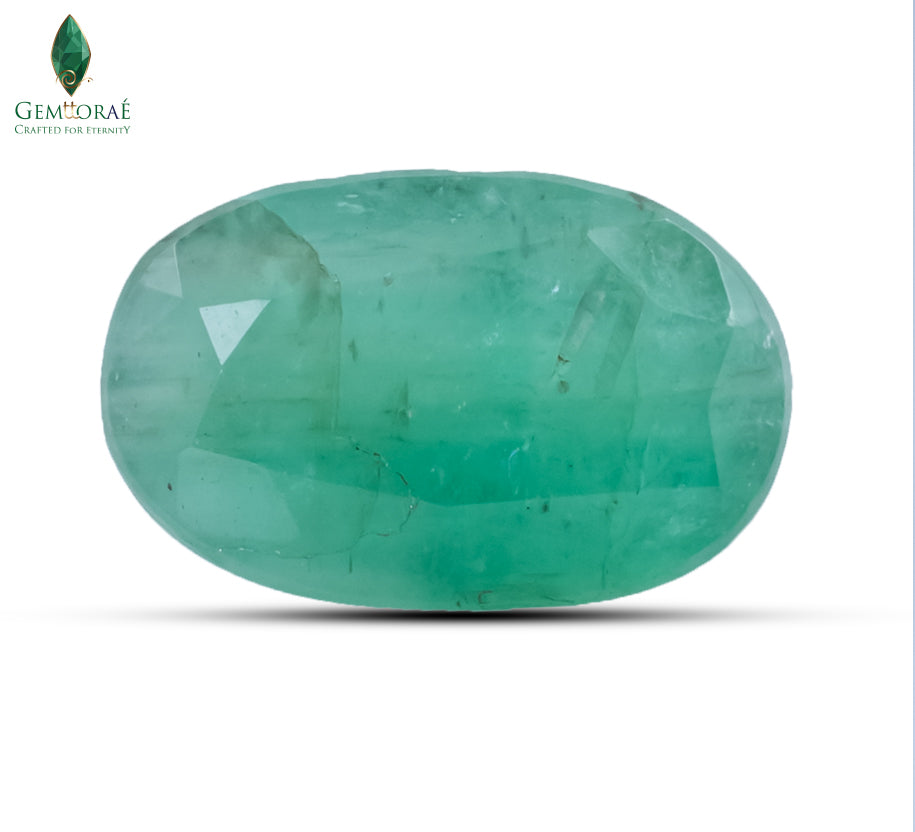Front view of Panna Stone displaying naturally vivid green colour