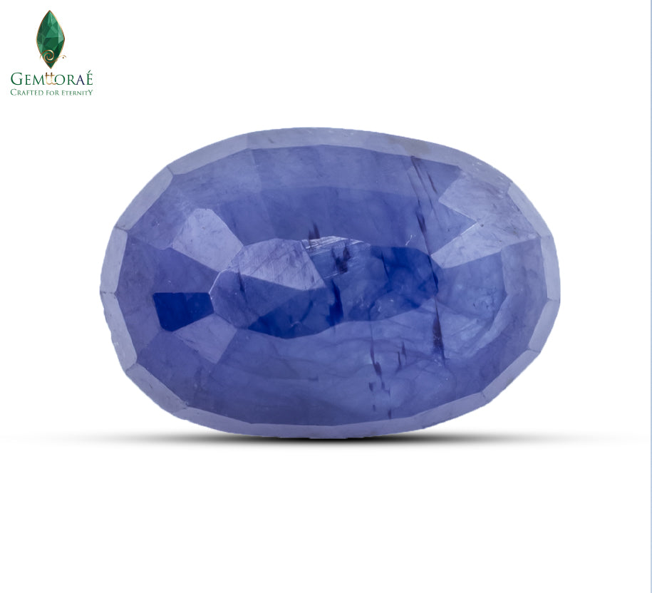 Glass infused sapphire with a rich royal blue appearance