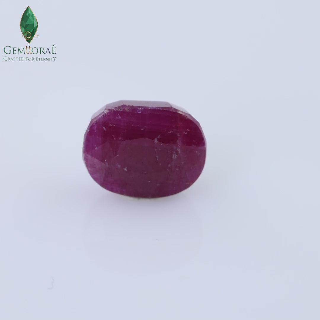 Video of genuine Ruby Gemstone under rotating display