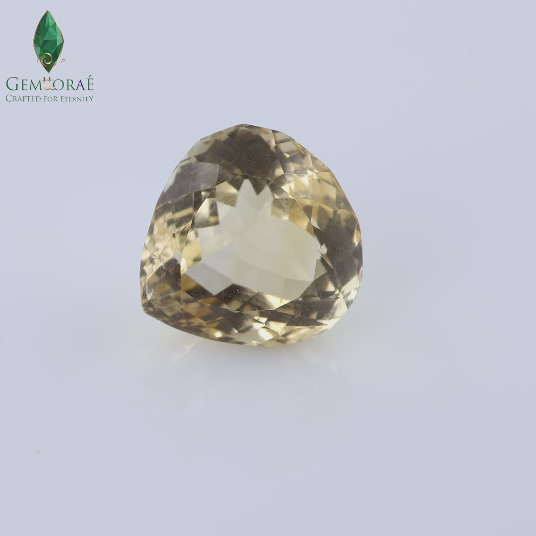 Rotating video of Madagascar Citrine under soft studio lighting