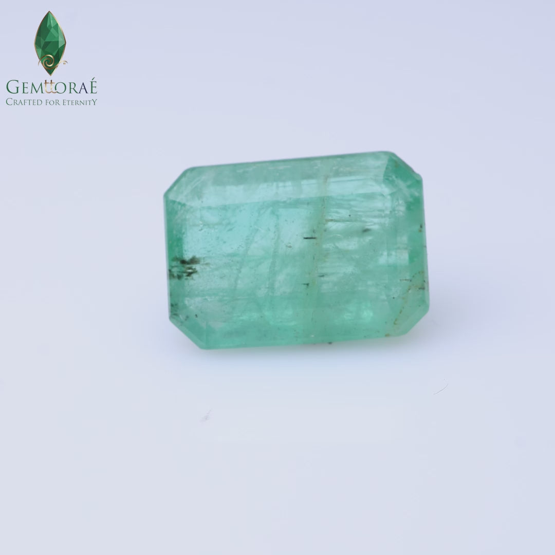 Genuine natural emerald stone with polished finish
