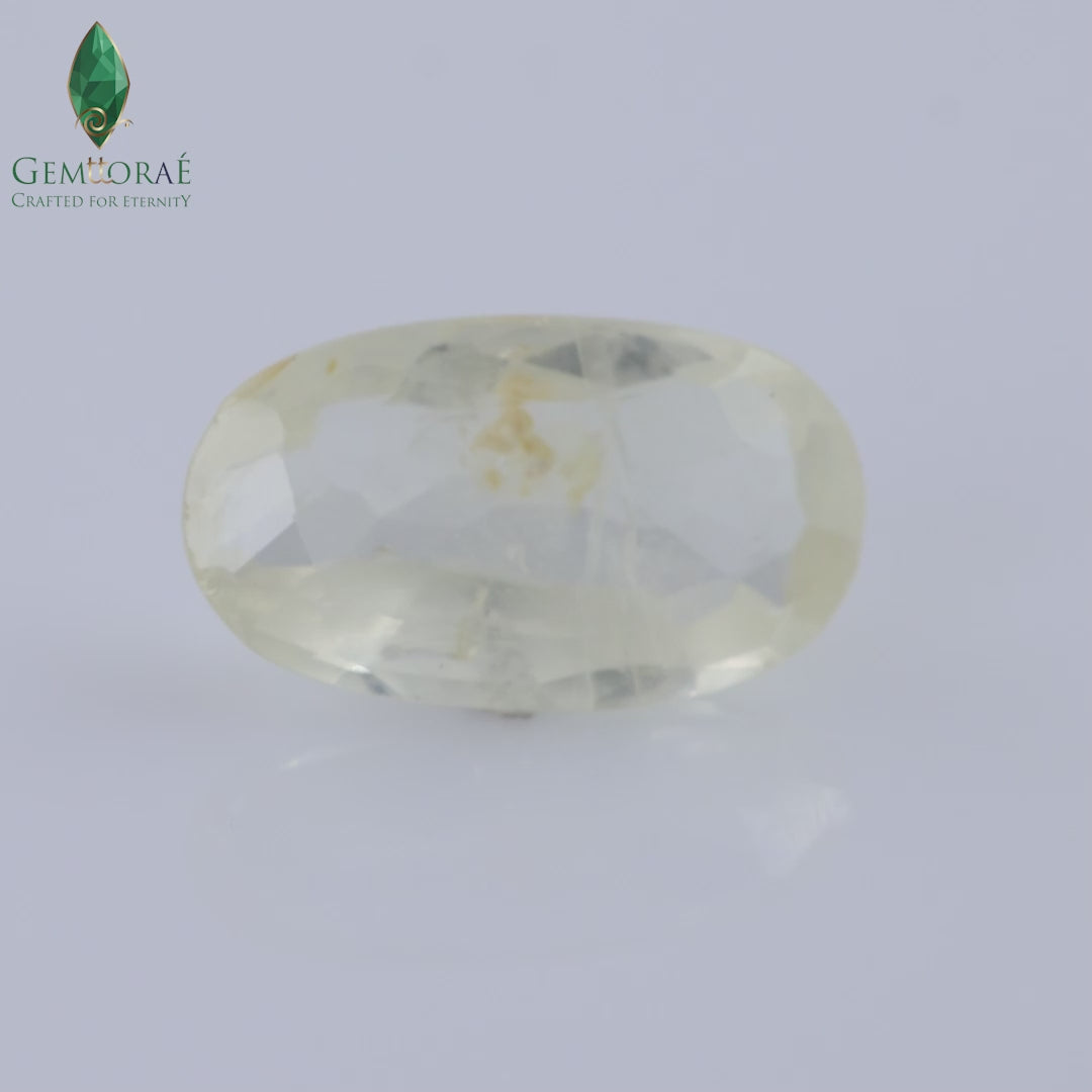 Pukhraj gemstone top view close-up