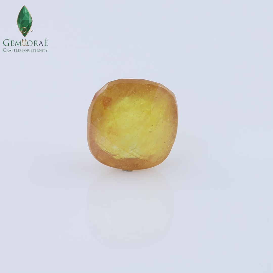Video of genuine Yellow Sapphire rotating to display polished facets