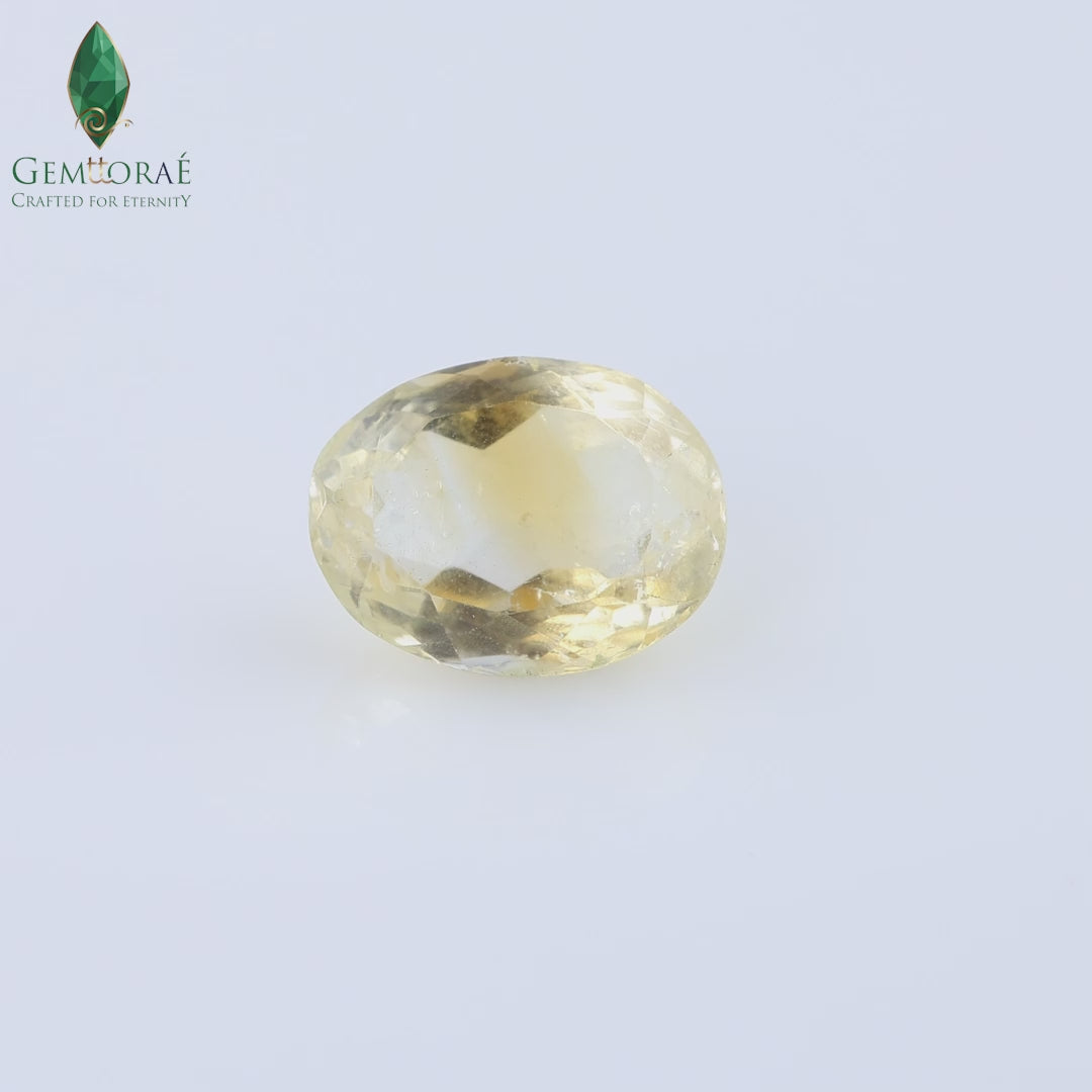Close-up view of genuine Citrine Gem showing natural inclusions
