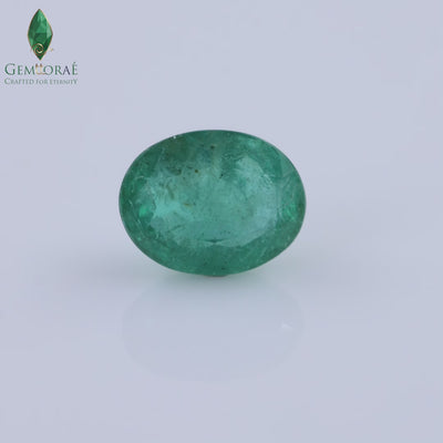 Bright green emerald stone with rich color saturation