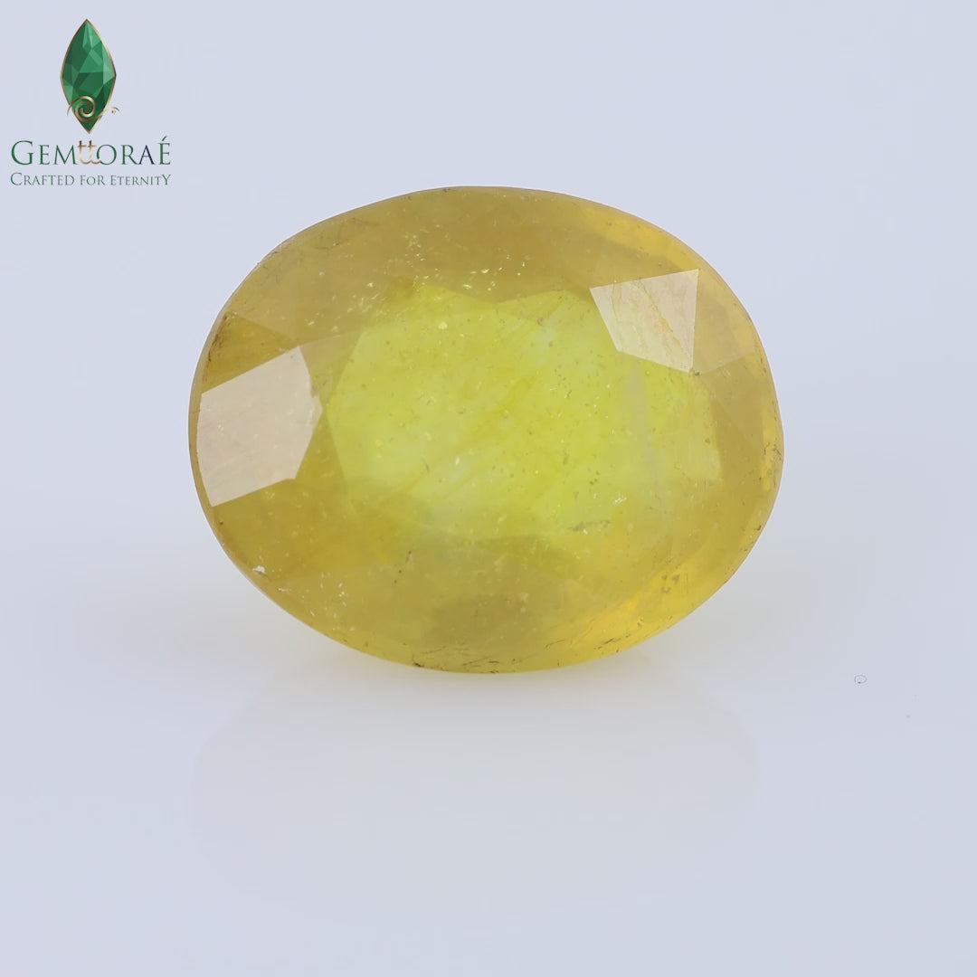 Oval Pukhraj Stone with enhanced clarity