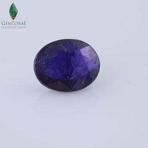 Deep blue Neelam stone with enhanced clarity