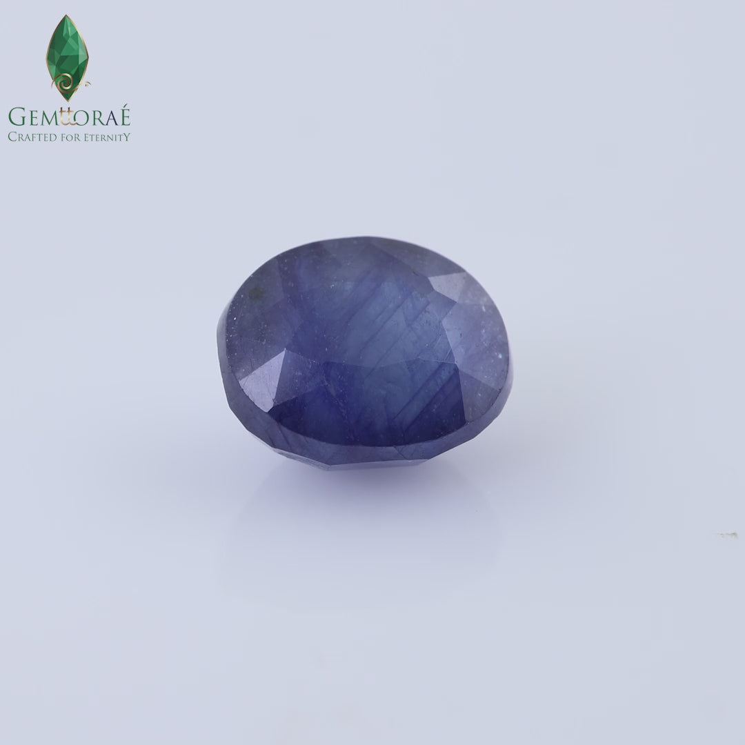 Glass infused Blue Sapphire with transparent treatment