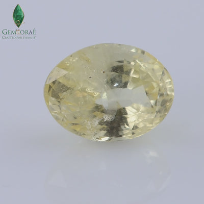 Yellow sapphire pukhraj stone showing natural clarity