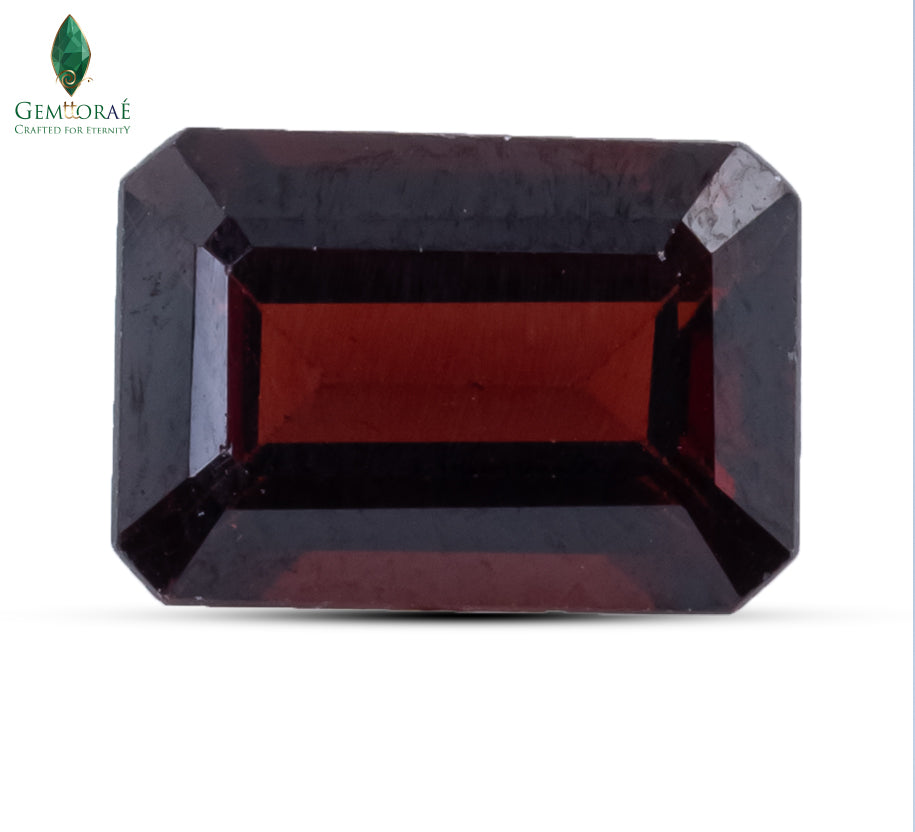 Front view of Red Garnet with faceted natural finish