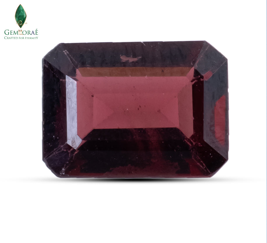 Front view of Red Garnet with smooth faceted surface