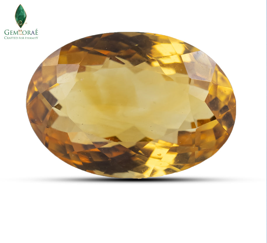 Front view of Citrine Gem with rich natural amber brilliance