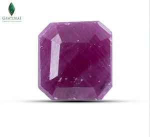 Front view of Ruby Stone showcasing vibrant pink color and precision-cut polished facets