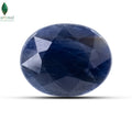 Front view of Blue Sapphire with rich deep blue polished facets