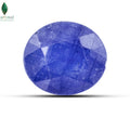 Front view of Thailand Blue Sapphire with deep blue polished facets