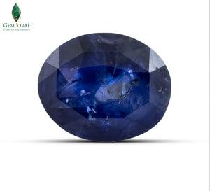 Front view of Blue Sapphire Gemstone with natural royal blue colour