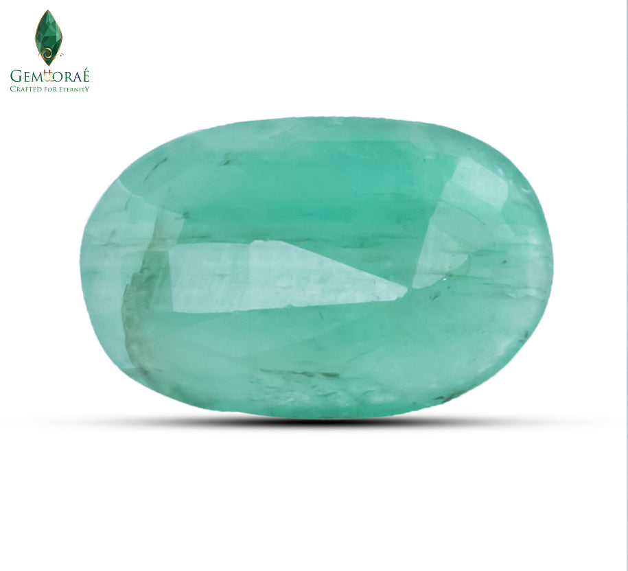 Back view of Emerald Gemstone showing authentic untreated texture